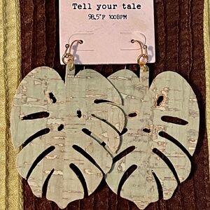 Tell Your Tale cork leaf earrings